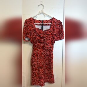 Red patterned dress